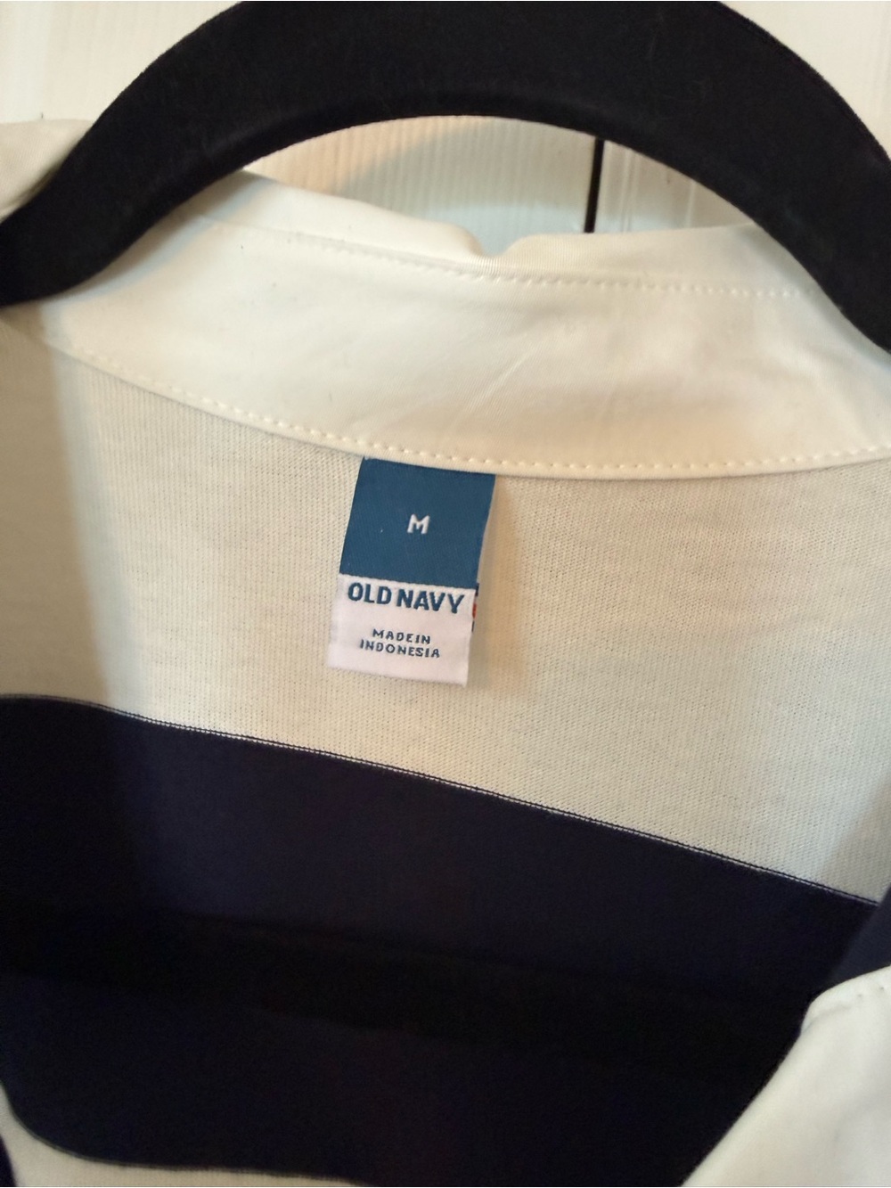 Old Navy Navy and White Striped Polo Top - Picture 3 of 4